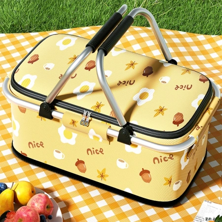 Outdoor picnic basket, large-capacity insulated bag, foldable portable takeout delivery box, fresh-keeping and cold-preserving ice pack, shopping basket Outdoor picnic basket, large-capacity insulated bag, foldable portable takeout delivery box, fresh-keeping and cold-preserving ice pack, shopping basket